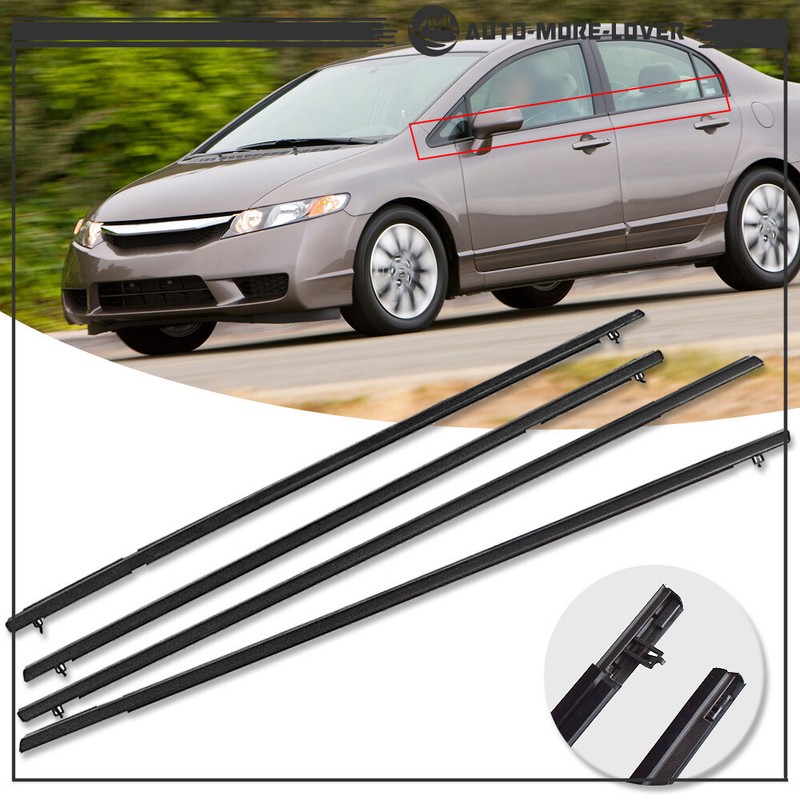 For 2006-2011 Honda Civic Outer WeatherStrip Window Moulding Trim Seal Belt