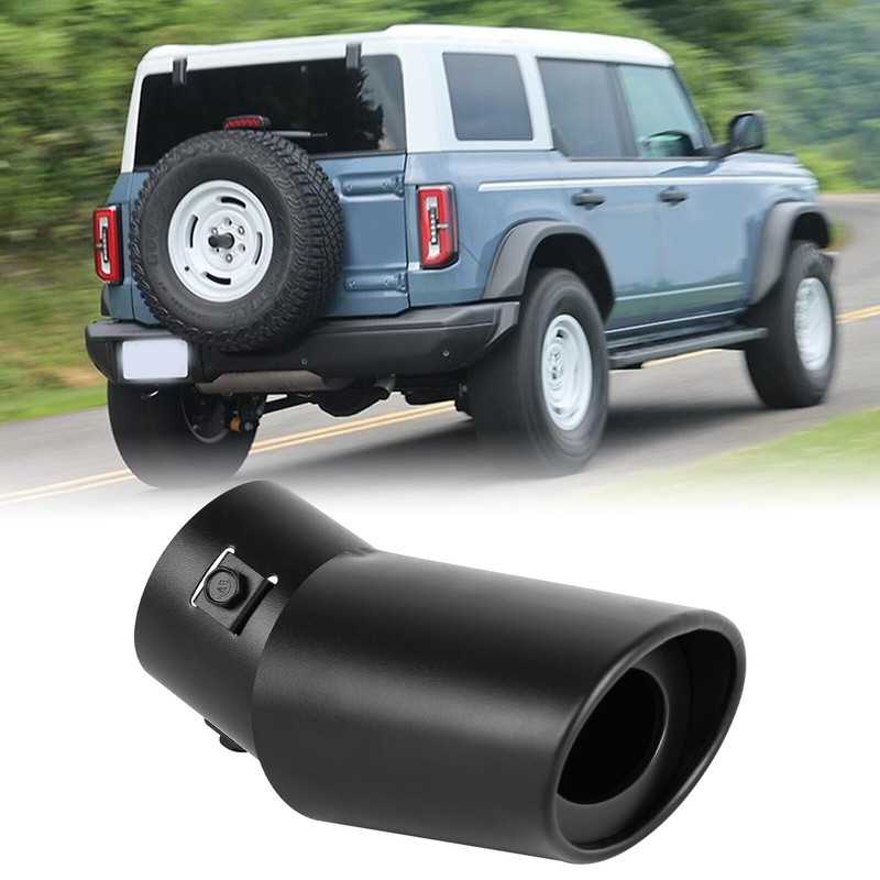 For Ford Bronco Exhaust Pipe Tip Round Rear Tail Muffler Stainless Steel Black