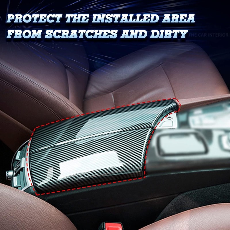 For 2010-16 BMW 5 Series F10 F11 Carbon Fiber Look Center Armrest Box Cover Trim