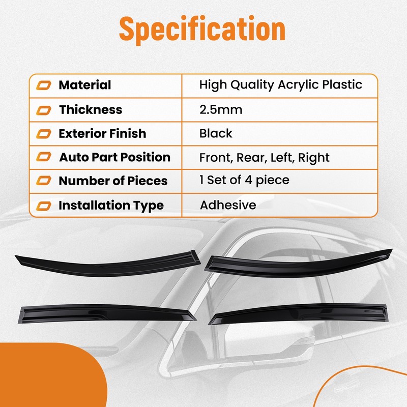Window Rain Guards Visor for Kia Optima 11-15 Wind Deflectors Acrylic gallery
