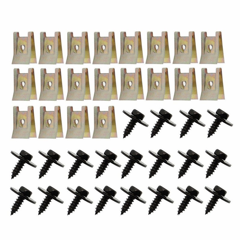 40x Metal Car Door Screw Body Fender Bumper Retainer U Nut Clips Gasket Fastener