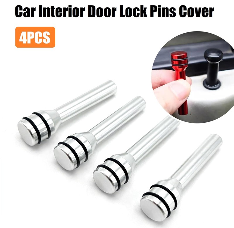 4PCS Interior Door Lock Knob Car Door Lock Pins Cover Aluminum Car Accessories
