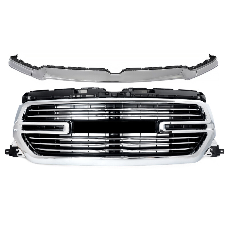 Fits Ram 1500 2019-2024 Chrome Front Bumper Grille Bracket W/ Trim Molding Kits