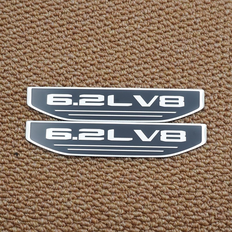 2pcs Silver Black Emblem Fits For 2019-2024 Driver Passenger 6.2L v8 Fender Vent