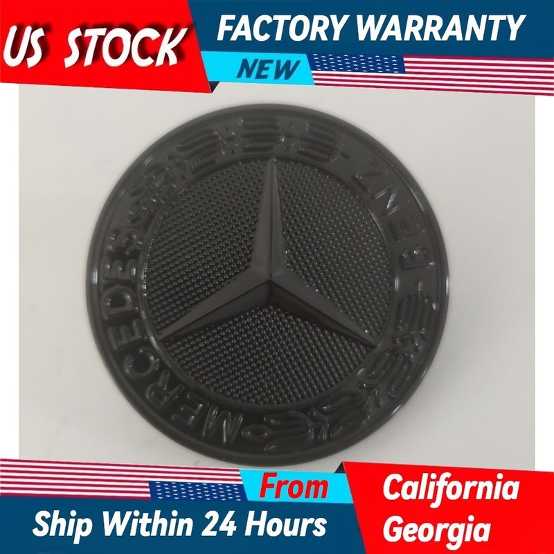 Cooling for Black Hood Emblem Matte Front Laurel Wreath Badge Mercedes Benz 57mm
