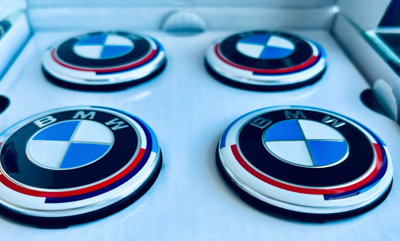56mm BMW 50th Anniversary FLOATING Wheel Center Caps FREE 2-3 Priority Shipping!