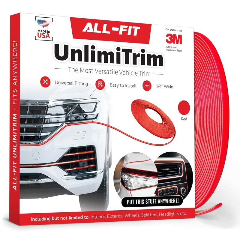 All-Fit UnlimiTrim Universal 1/4″ Decorative Trim Molding Fits Anywhere (Red)