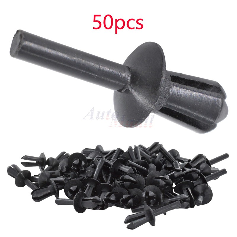 50x 6mm Plastic Rivet for Benz / BMW Fender Liner, Bumper, Radiator, Wheel Arch