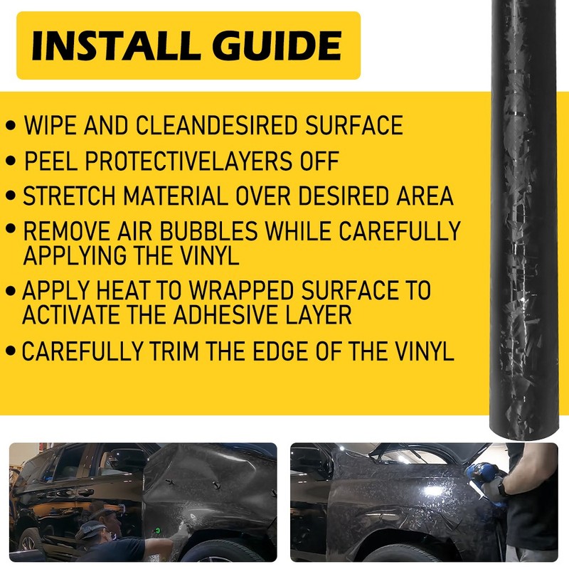 1.5m Chopped Forged Carbon Fiber Gloss Black Car Vinyl Wrap Sticker Decal Sheet gallery