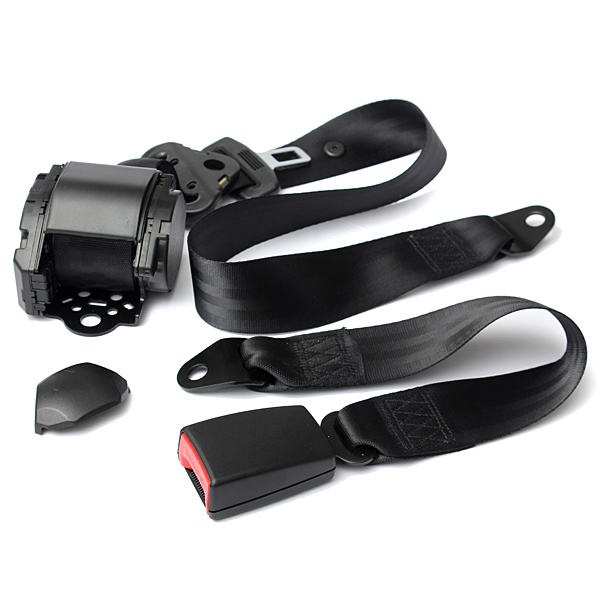 Universal 3 Point Automatic Retractable Car Seat Belt Lap Safety Belt Buckle Kit