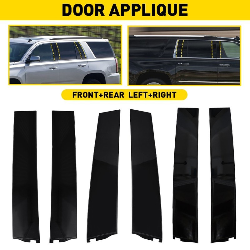 B-Pillar Trim Molding Door Applique Fit Chevy Tahoe GMC Yukon 2015-2018 Escalade