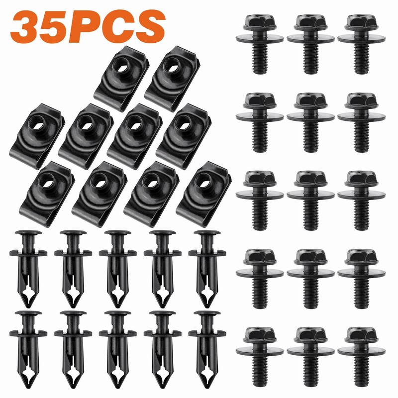 35PCS For Mercedes-Benz Engine Under Cover Splash Shield M6 Bolts U-nut Clips