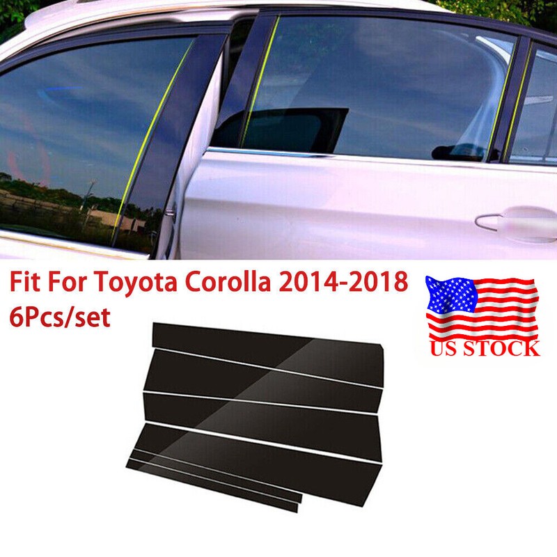 Black Pillar Posts for Toyota Corolla 2014-2018 6pcs Set Door Trim Cover Kit US
