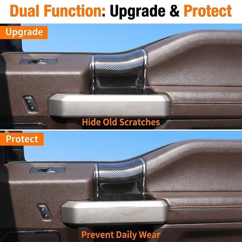Interior Door Handle Panel Cover Top Trim Bezel For Ford F150 2015+Carbon Fiber gallery