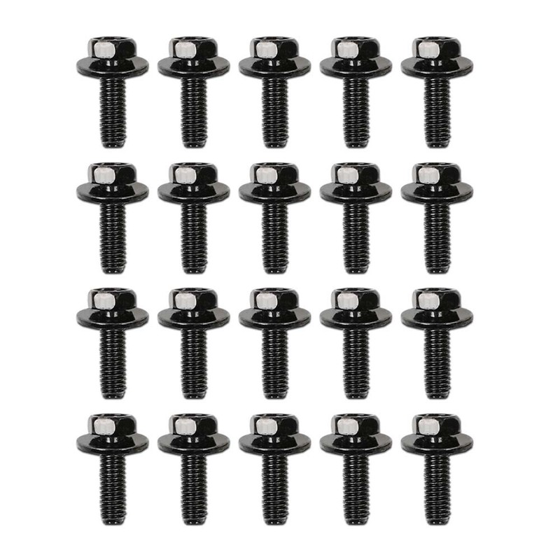 Fit For Honda Body Bolts- M6 1.0 x 20mm Long- 10mm Hex- 17mm Washer 20 Bolts USA