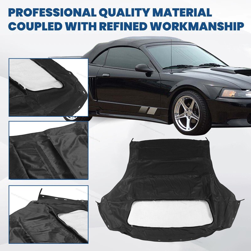 Fits 1994 1995-02 03 04 Ford Mustang Soft Top W/window Plastic Convertible Black gallery