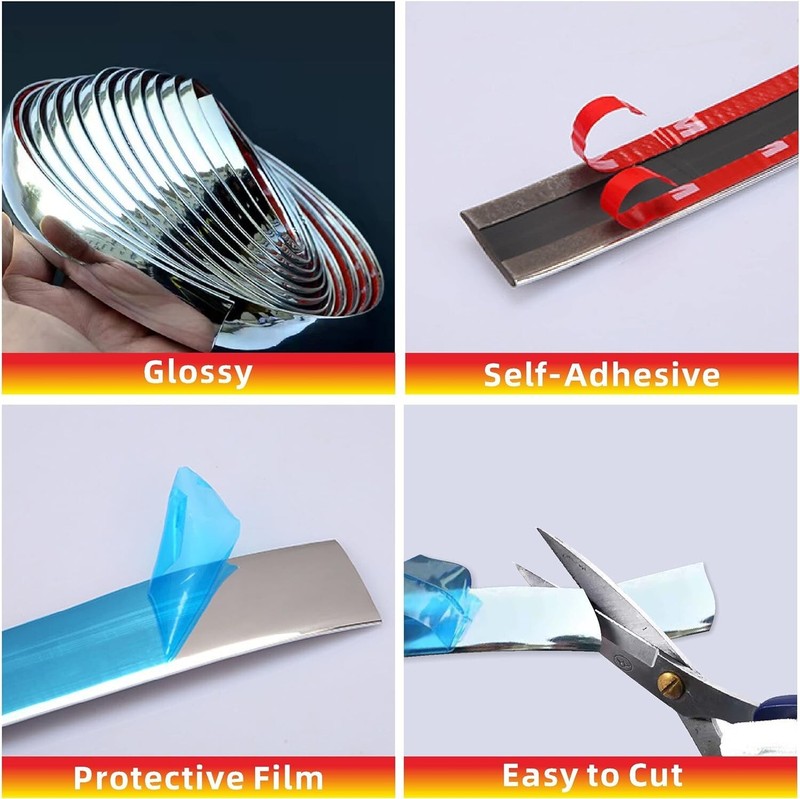 16Ft Chrome Automotive Molding Trim - Scratch-Proof, Universal Fit, Easy Install gallery