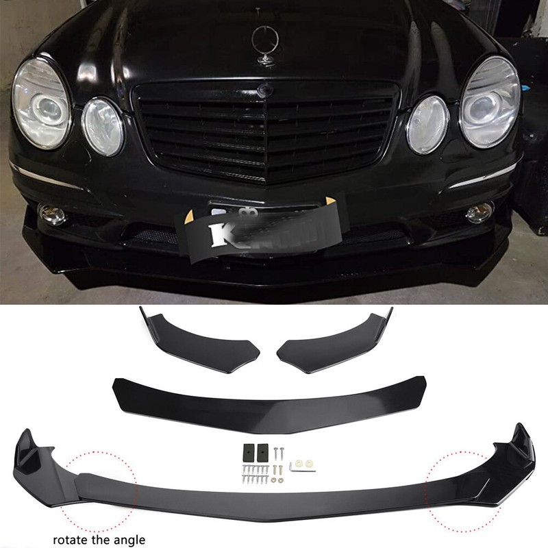 For Mercedes Benz W205 W204 Front Bumper Lip Splitter Spoiler Glossy Black Kit