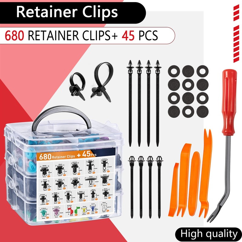 725pcs Auto Car Bumper Retainer Clips Kit Fastener Remover Push Pin Rivet Screw