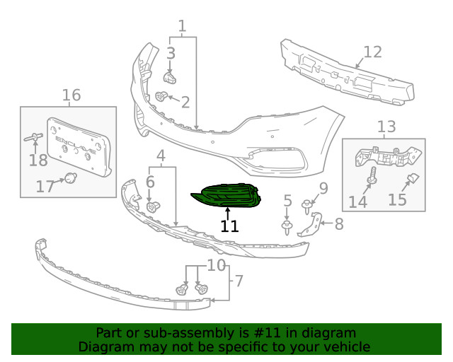 Genuine GM Front Passenger Side Fog Lamp Bezel Insert 84238815 gallery