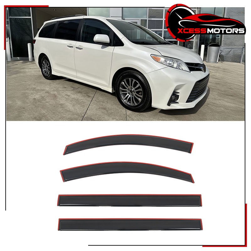 Fits 11-20 Toyota Sienna In-Channel Window Visors Side Door Rain Guards Acrylic