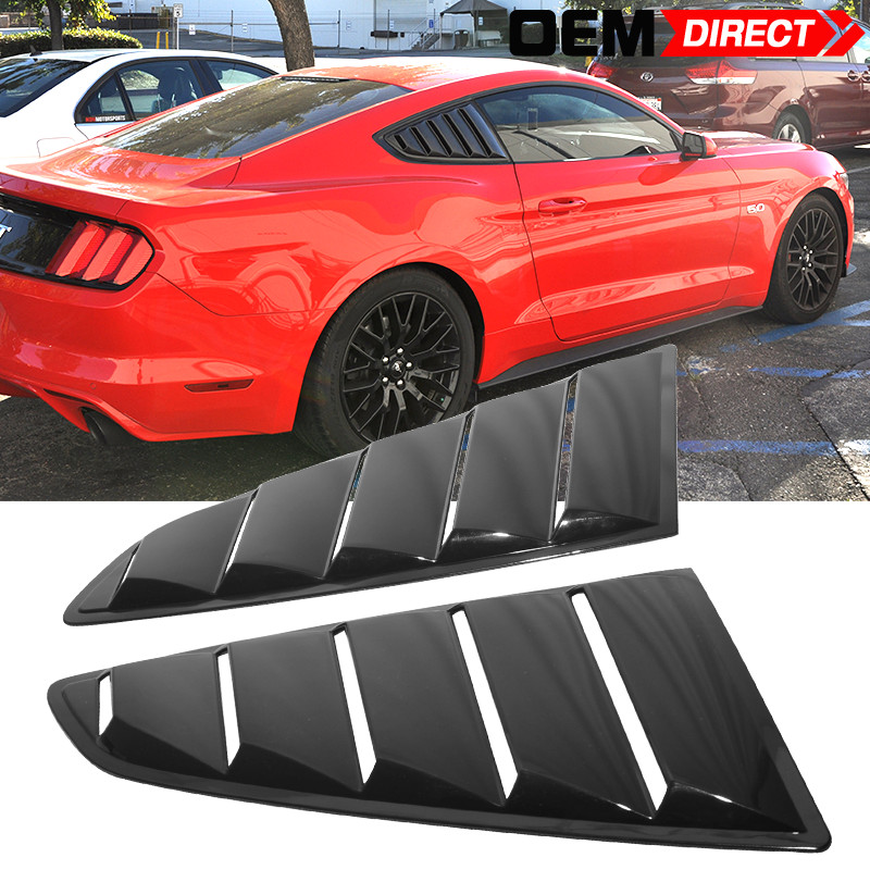 Fits 15-23 Ford Mustang Side Quarter Window Louvers Scoops Unpainted Black PP