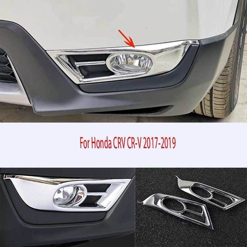 For Honda CR~V CRV 2017~2019 ABS Chrome Front Fog Light Eyelid Molding Trim 2PC