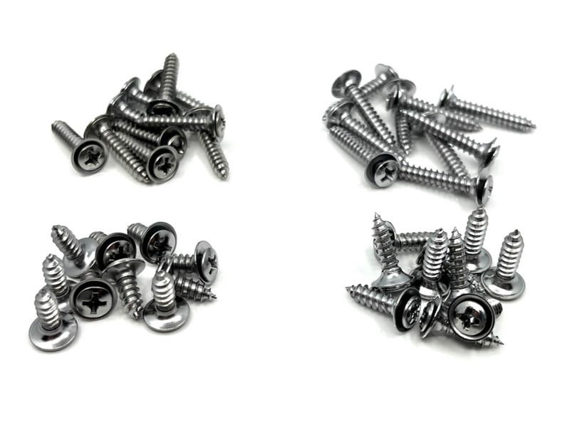 40 pcs #8 w/ #6 phillips oval head flush washer trim screws chrome 4 sizes F