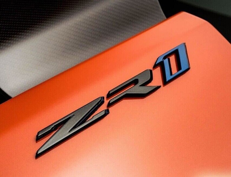 2x Fits C7 Corvette ZR1 Hood & Rear Bumper Emblem Badge GM 8446085 Black & Blue gallery