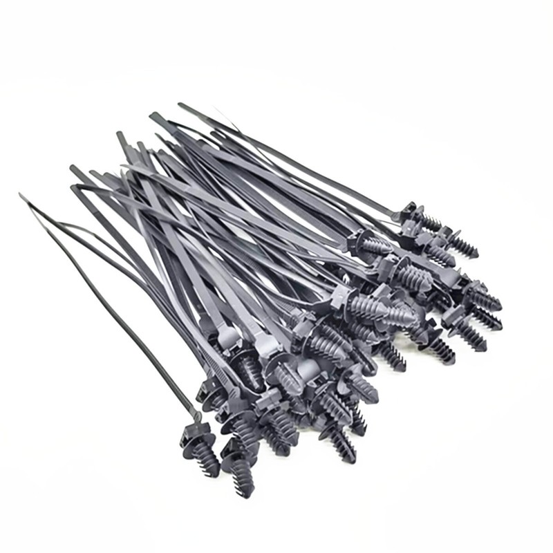 Nylon Push Clips Wire Tie Released Zip Straps Car Pipe Cable Fastener Bundle 50x gallery