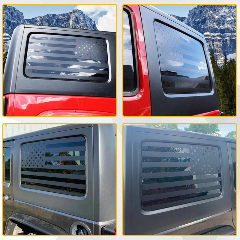 Car US Flag Rear Window Decal Vinyl Stickers Decor For Jeep Wrangler JK 2011-18 gallery