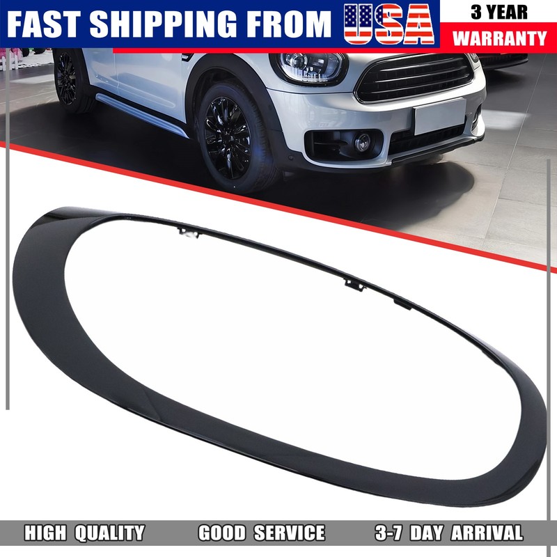 Black Headlight Bezels Passenger RH Side Hand Fits Mini Cooper Countryman 17-24