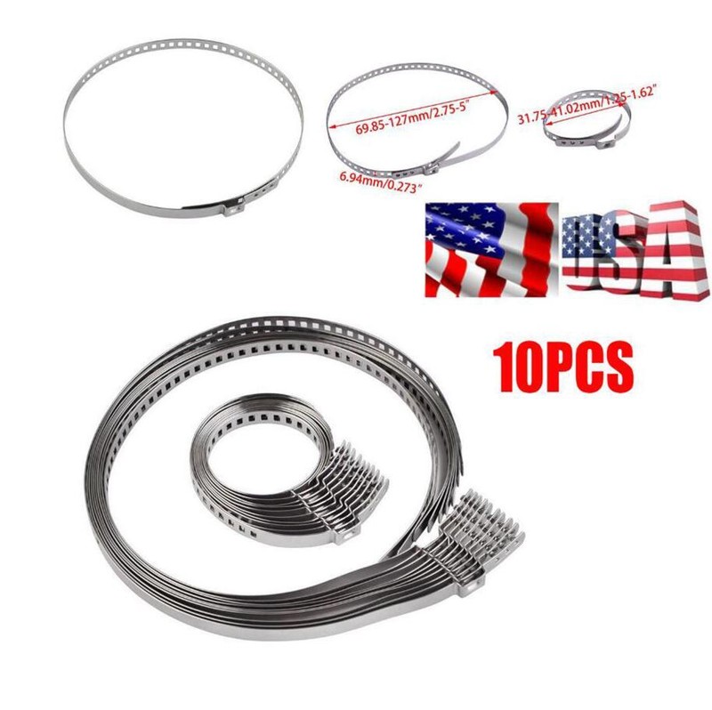 10PCS Car Stainless Steel Drive Shaft CV Boot Clamp Kit Universal Large +Small