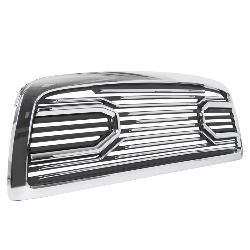 Chrome Front Grille+Shell Replacement Horizontal Billet Style For RAM 1500 09-12