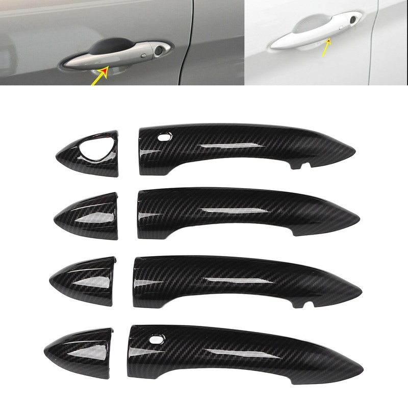 8pcs Exterior Door Handle Cover Trim Carbon Fiber Pattern With Holes Replac LRZO gallery