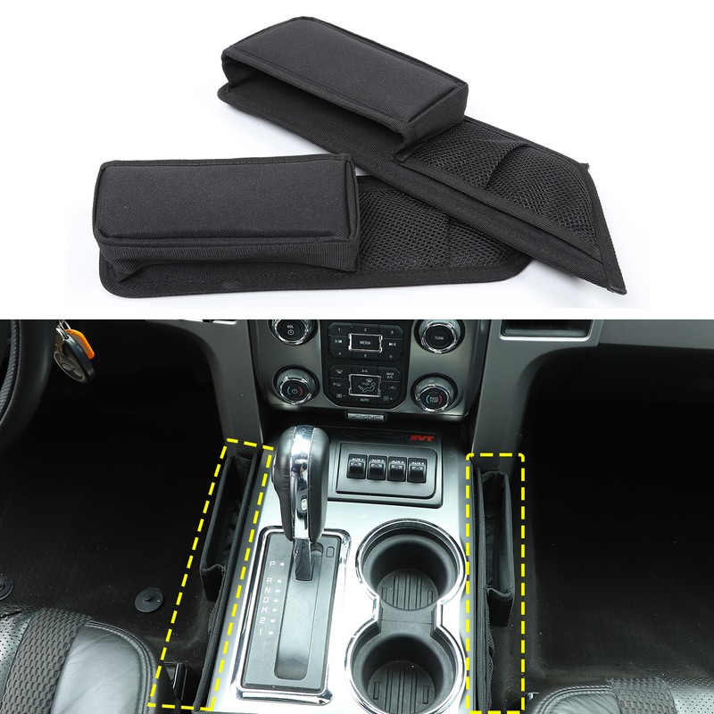 Black Car Central Gear Shift Side Storage Bag For Ford F150 2009-14 Accessories