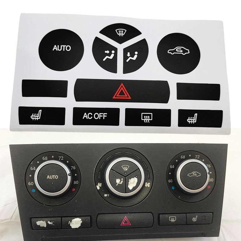Black Vinyl Climate Control Button Decal for Saab 9-3 Model Years 2007 to 2014