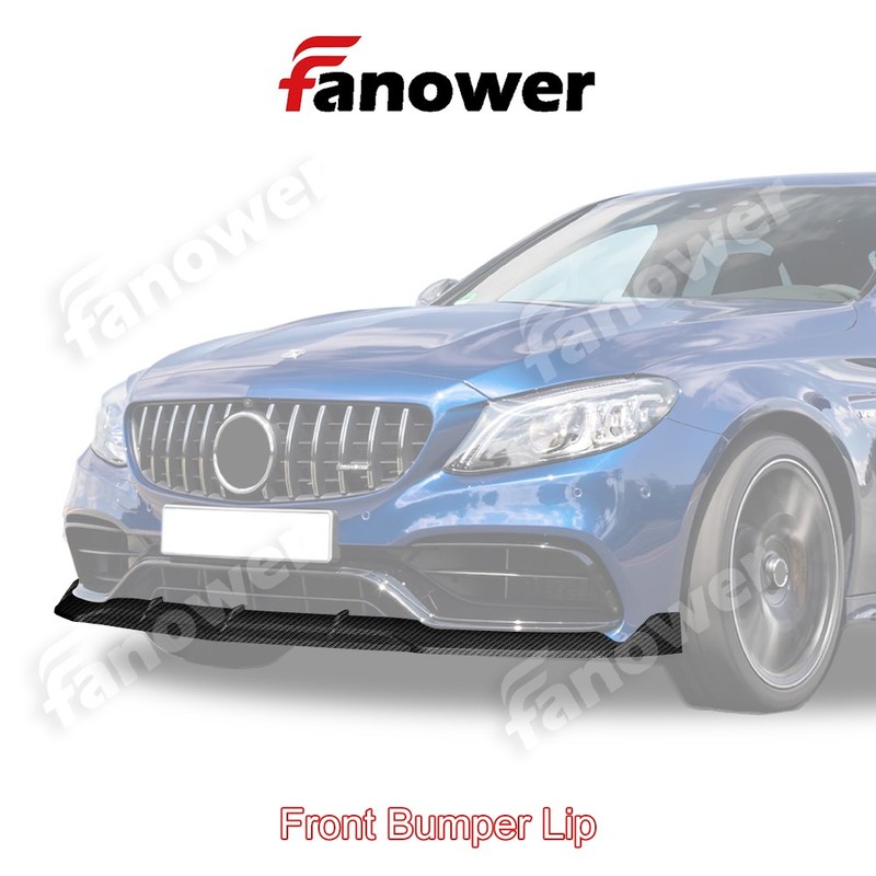 Carbon Look Front Bumper Splitter Spoiler Lip For Mercedes Benz C63 AMG 2015-21