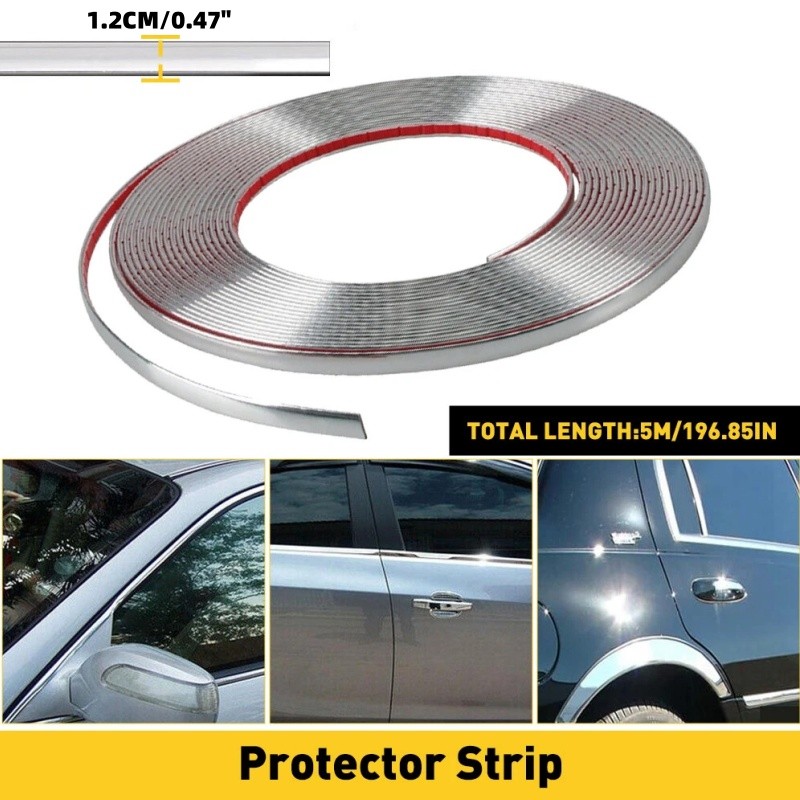 1/2"(12mm) 16.4ft Chrome Car SUV Side Window Door Body Chrome Trim Molding Strip gallery