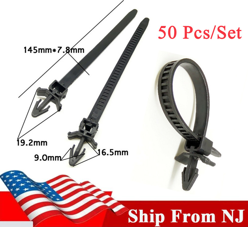 50PCS/SET 145×7.8mm Nylon Car Fixed Wrap Strap Cable Wire Zip Tie Fastener Clips